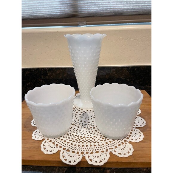 3 piece vintage fire king Milk Glass set - Picture 1 of 8